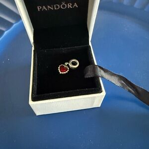 Pandora Silver Bracelet Charm with Red Heart - retired